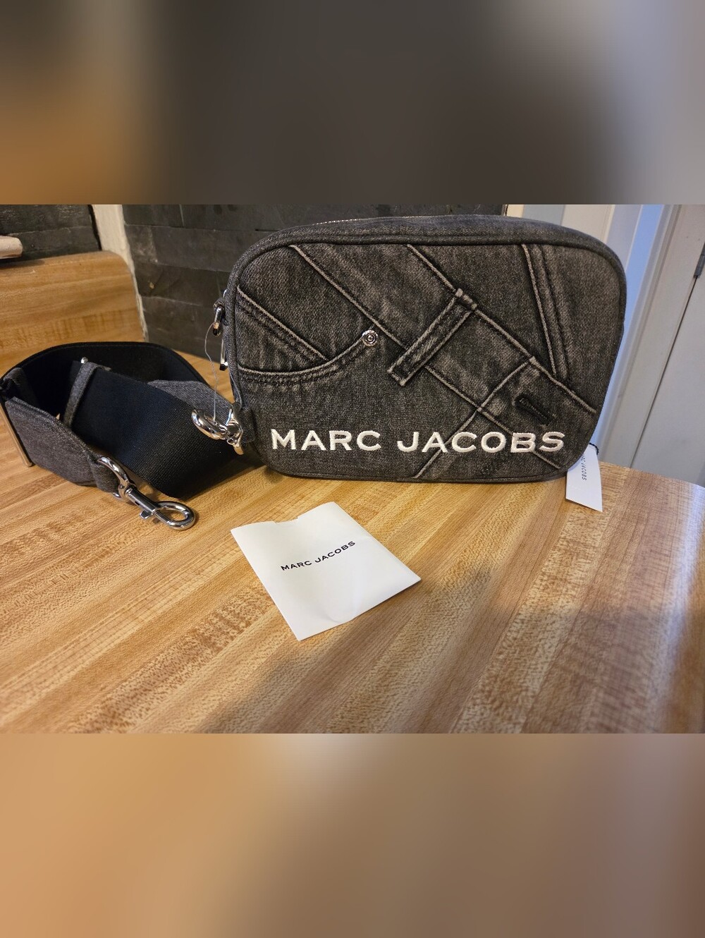 Marc Jacobs NWT Black Denim Pant Crossbody Bag W/Guitar Strap